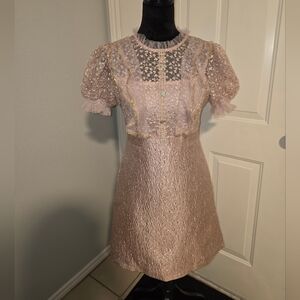 Elegant Lace Midi Dress in Pink